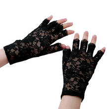 3 colores Sexy mujer señora encaje guantes mitones para novia guantes sin dedos para mujeres fiesta negro blanco Beige IU975801 2024 - compra barato