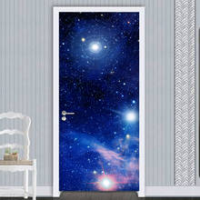 PVC Waterproof Self Adhesive 3D Door Sticker Wallpaper Wall Decals Living Room Bedroom Starry Sky Poster Door Decoration Mural 2024 - buy cheap