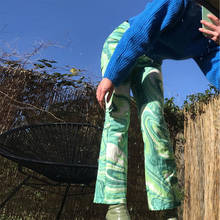 Pantalones de pierna ancha apilados para mujer, pantalón verde Tie Dye Y2k holgado, trajes de moda estampados Vintage, pantalones de chándal de cintura alta 2021 2024 - compra barato