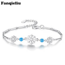 Fanqieliu Crystal Wedding Jewelry 925 Sterling Silver Chain Bracelets&Bangles For Women pulseras Rhinestone Bracelet FQL20066 2024 - buy cheap