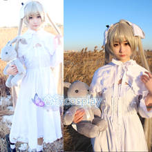 Anime In solitude Yosuga no Sora kasuvano Sora Lolita, vestido blanco de Cosplay para mujer, disfraz de Halloween, peluca de algodón, vestido de fiesta dulce 2024 - compra barato