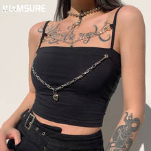 IAMSURE Black Cool Camis With Chain 2021 New Fashion Sexy Slim Spaghetti Straps Crop Tops Casual Cool Cotton Tank Top Streetwear 2024 - buy cheap