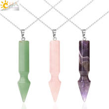 CSJA Natural Stone Hexagonal Column Pendant Necklaces Healing Point Women Jewelry Bullet Pendants Men Charm Geometry Collar G610 2024 - buy cheap