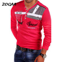Zogaa camiseta masculina multicolorida, camiseta de algodão com manga comprida, estilo slim fit para homens, secagem rápida, tamanho grande 2024 - compre barato