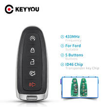 KEYYOU-transmisor de llavero remoto sin llave para coche, 5 botones, 433MHz, para Ford Edge, Escape, Expedition, c-max, Taurus, M3N5WY8609 2024 - compra barato