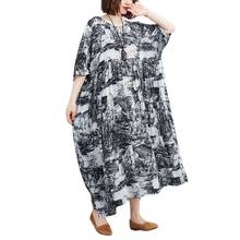 ARCSINX-vestido de verano de talla grande para mujer, traje informal de algodón con estampado negro, talla grande 4XL, 5XL, 6XL, 7XL, 8XL 2024 - compra barato