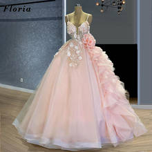 Princess Flowers Wedding Dresses Pink Ball Gown Bridal 2020 Middle East Beading Wedding Gowns Brides Dresses Vestidos De Novia 2024 - buy cheap