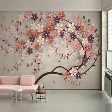 Papel tapiz fotográfico 3D personalizado, pintura de pared de árbol de flores para sala de estar, restaurante, dormitorio, Mural grande, papel de pared Floral 2024 - compra barato