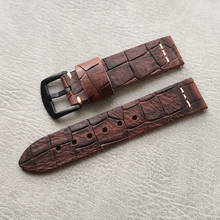 Pulseira de couro genuíno feita à mão, pulseira de relógio 18mm 19mm 20mm 21mm 22mm, marrom escuro feminino masculino, couro com fivela 2024 - compre barato