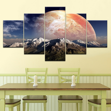 Canvas Frame 5 Panels Canvas HD Print Huge Red Planet Wall Art Picture For Living Room Painting Decoration 2024 - buy cheap