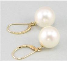 Free Shipping   charming pair AAA 10-11mm south sea white pearl earring14k 2024 - buy cheap