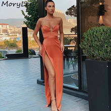 Long Evening Dresses Sweetheart Sleeveless Mermaid Side Slit Zipper Satin Pleated Evening Dresses vestidos de fiesta de noche 2024 - buy cheap