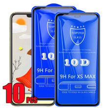 Película protectora de pantalla curvada para iPhone, Protector de vidrio templado 10D con cobertura completa de pegamento para iPhone 13 Pro Max 12 Mini 11 XS XR X 8 7 6 Plus SE, 10 Uds. 2024 - compra barato