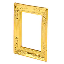 1/12 dollhouse miniatura golden phot frame para casa de boneca quarto cenas de vida decoração 2024 - compre barato