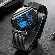Fashion Mens Skeleton Watches Luxury Ultra-thin Stainless Steel Mesh Belt Quartz Wristwatch Men Business Watch relogio masculino 2024 - buy cheap