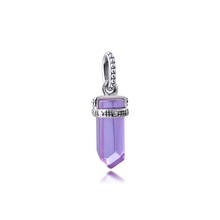 Fits for Pandora Beads Bracelets Purple Amulet Dangle Charms 100% 925 Sterling Silver Jewelry Free Shipping 2024 - buy cheap
