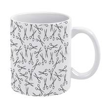 Taza de cerámica con patrón de tijeras, taza creativa con diseño Vintage Retro, Hipster, moderno, urbano, blanco y negro 2024 - compra barato