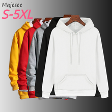 Men with Hat Hoodies Plus Size 5XL Solid Simple Mens Basic All-match Various Colors Outwear Trendy Chic Casual Sweatshirts New 2024 - buy cheap