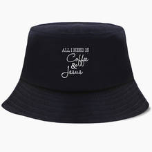 Boné de algodão masculino e feminino, chapéu engraçado de bob balde com café e jesus para homens e mulheres, chapéu de pescador estilo panamá e hip hop 2024 - compre barato