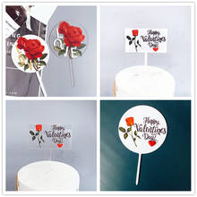 Decoração de bolo 3d em acrílico com rosas, decoração personalizada de bolo, sobremesa, casamento, festa de dia dos namorados 2024 - compre barato