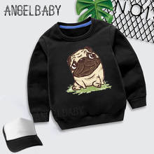 Boys Girls Sweatshirt Kids Retro Flower Pug Watercolor Print Cartoon Hoodies Children Autumn Tops Baby Cotton Clothes,KYT2162 2024 - buy cheap