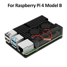 Aokin Raspberry Pi 4 чехол алюминиевый с двойным охлаждающим вентилятором металлический корпус черный корпус для Raspberry Pi 4 Модель B 2022 - купить недорого