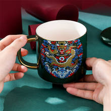 Taza de café de dragón grulla pintada a mano de cerámica creativa, taza de desayuno resistente al calor, taza de té de fruta, taza de leche portátil, Vasos 2024 - compra barato