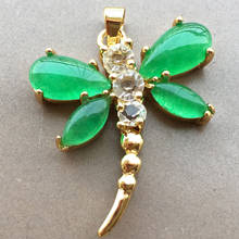 Free shipping Jewelry  Green Carnelian Plated Gold Dragonfly Pendant 1Pcs C0883 2024 - buy cheap