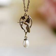 Модное винтажное ожерелье с подвеской в виде птиц и цветов из сплава с жемчугом Ювелирные изделия часть подарок для женщин 2024 - купить недорого