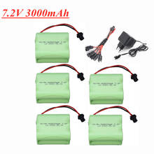 Bateria recarregável com carregador nimh, 7.2v, 3000mah, para brinquedos rc, barcos, armas, caminhão, aa, 2800mah, 7.2v 2024 - compre barato