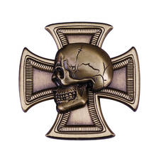 Skull & Iron Cross Lapel Pin Deaths Head Military Badge Great gift for Biker Collector Hells Angel Interest etc 2024 - buy cheap