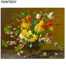 Pintura de imagens emolduradas por números, pintura de lona europa flor artesanal, decoração para sala de estar gx7226 2024 - compre barato