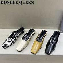 Sapatos de salto baixo femininos, chinelos zebra, estampa de zebra, moda feminina, dedos quadrados, chinelos ao ar livre, nova coleção casual, sapatos baixos, chaussure 2024 - compre barato