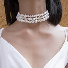 Chic Multi-layer Pearls Necklaces for Women Fashion Beaded Chains Choker Necklace Statement Collier Party Jewelry Gifts A0014 2024 - buy cheap