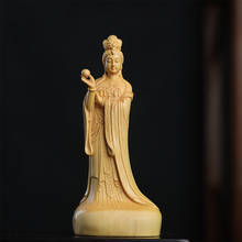 Boxwood 12cm Mazu Sculpture Wood Carving Sea Goddess Statue Figure Buddha Worship Feng Shui Ma Zu Home Decor 2024 - buy cheap