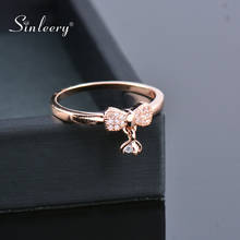 SINLEERY Lovely Cute Cubic Zirconia Pendant Mini Bow Midi Rings For Women Girl Rose Gold Color Jewelry JZ450 SSK 2024 - buy cheap