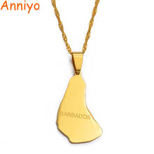 Anniyo-Colgante con forma de mapa de la isla de Barbados, collar, Color dorado, mapas de moda, regalos de joyería, #013921 2024 - compra barato