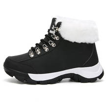 Warm Winter Boots; Thick, Plush Warm Female Outdoor Hiking Shoes Waterproof Non-slip PU Snow Boots 2024 - buy cheap