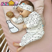 Newborn Infant Baby Girl Clothes Set Milk Print Long sleeve T-shirt Tops Pants Headband Cotton New born Outfits Toddler Clothing 2024 - buy cheap