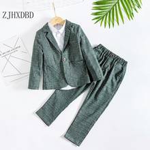 Green Blazers Pants Children Suit Two-piece Boy Suit Sets Baby Spring and Autumn Dress Host Presents Flower Children's Clothing 2024 - купить недорого