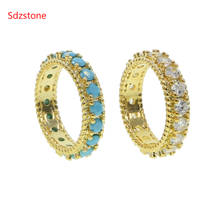 Sdzstone круглые кольца для мужчин и женщин с натуральным камнем винтажные двухцветные синие Бусины Бирюзовая Праздничная бижутерия с кольцами 2024 - купить недорого