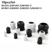 10pcs/lot IP68 M12x1.5 for 3-6.5mm M16x1.5 M20x1.5 M22 Wire Cable CE White/Black Waterproof Nylon Plastic Cable Gland Connector 2024 - buy cheap