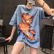 Long Oversize Streetwear T Shirt Women Summer Short Sleeve Loose Cartoon Tee Top Female BF Style Cozy Retro T-shirt Top 2024 - buy cheap