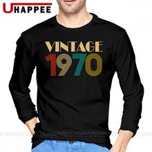 Camiseta masculina clássica, manga longa, algodão, tamanho grande, sob a camisa, presente de natal, vintage 1970 2024 - compre barato