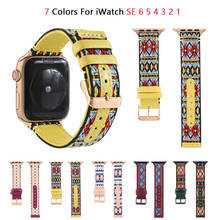 Ethnic style Leather Strap for Apple Watch Band SE 6 5 40mm 44mm Belt Bracelet Bands for iWatch Series 6 4 3 38mm 42mm Watchband 2024 - buy cheap