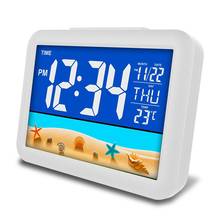 7 Languages Bedside Alarm Clock For Children Students,LCD Big Color Screen Home Office Temperature Display Digital Alarm Clock 2024 - buy cheap