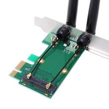 Wireless Card WiFi Mini PCI-E Express to PCI-E Adapter 2 Antenna External PC 2024 - buy cheap