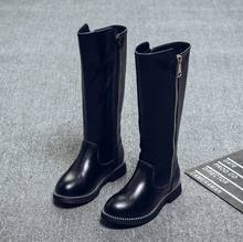 Botas de nieve de cuero genuino para niñas, zapatos informales a la moda, para otoño e invierno, color negro, 2020 2024 - compra barato