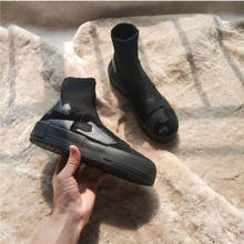 Sock sapatos mulher plataforma único deslizamento em zapatos de mujer casual senhoras elásticas sapatos nova grossa inferior chaussures femme 2024 - compre barato