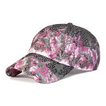 Gorra de béisbol de malla con purpurina floral para mujer, gorro transpirable ajustable, informal, para exteriores, a la moda 2024 - compra barato